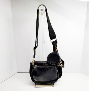 Ant Expedition Black Multi Pouch Crossbody‎ Bag with Coin Purse Gold Hardware